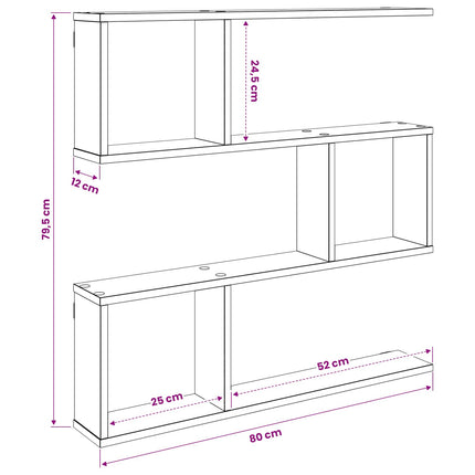 Vägg hylla Betonggrå 80 x 12 x 79,5 cm Konstruerat trä