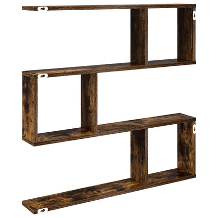 Vägg hylla Rökt ek 80 x 12 x 79,5 cm Konstruerat trä
