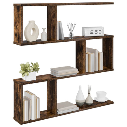 Vägg hylla Rökt ek 80 x 12 x 79,5 cm Konstruerat trä