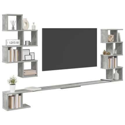 Väggmonterad TV-hylla Betonggrå 180 x 15 x 94 cm