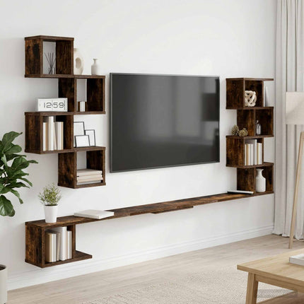 Väggmonterad TV-hylla Rökt ek 180 x 15 x 94 cm Konstruerat trä