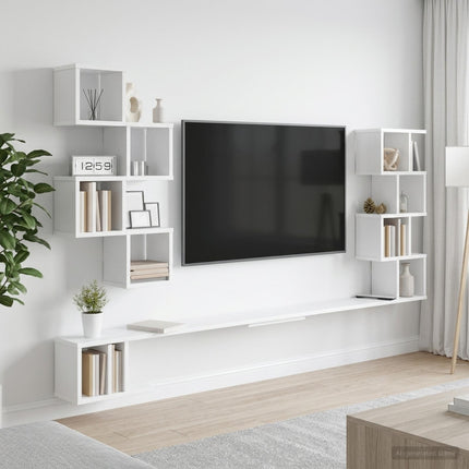 Väggmonterad TV-hylla Vit 200 x 15 x 94 cm Konstruerat trä
