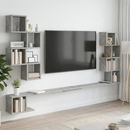 Väggmonterad TV-hylla Betonggrå 200 x 15 x 94 cm