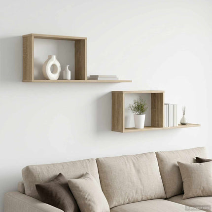 Flytande hyllor 2 pcs Sonoma-ek 80 x 15 x 30 cm Konstruerat trä