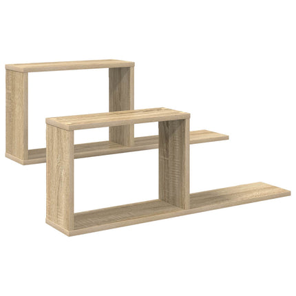 Flytande hyllor 2 pcs Sonoma-ek 80 x 15 x 30 cm Konstruerat trä