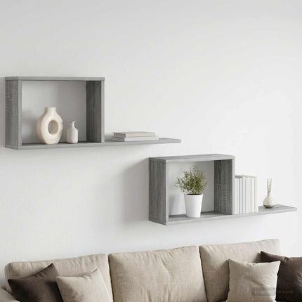 Flytande hyllor 2 pcs Grå Sonoma 80 x 15 x 30 cm
