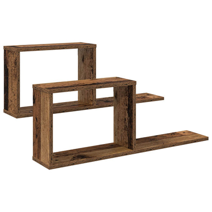 Flytande hyllor 2 pcs Gammalt trä 80 x 15 x 30 cm