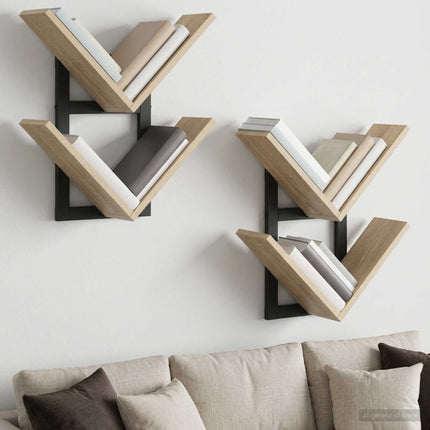 Väggflytande Hylla 2 pcs Sonoma-ek 43 x 15 x 47 cm