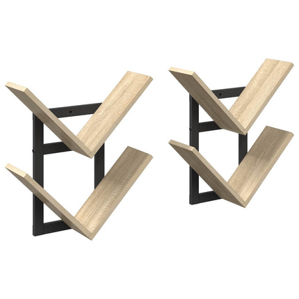 Väggflytande Hylla 2 pcs Sonoma-ek 43 x 15 x 47 cm
