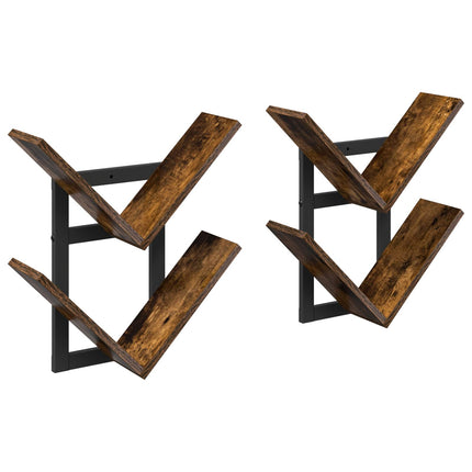 Väggflytande Hylla 2 pcs Rökt ek 43 x 15 x 47 cm