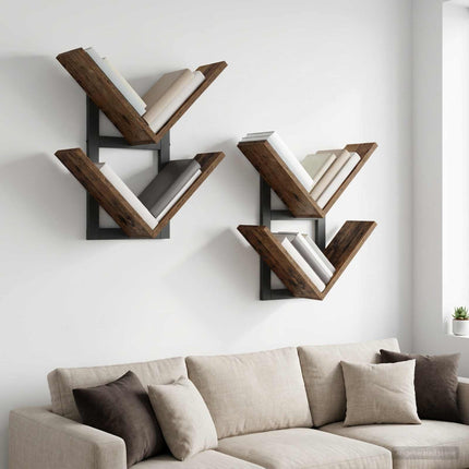 Väggflytande Hylla 2 pcs Gammalt trä 43 x 15 x 47 cm