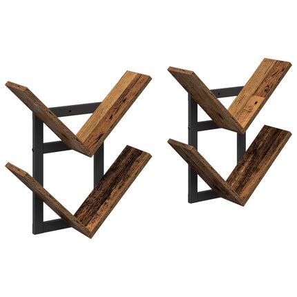 Väggflytande Hylla 2 pcs Gammalt trä 43 x 15 x 47 cm
