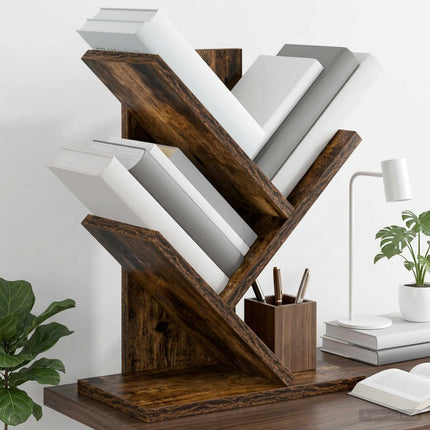 Trä Bokhylla 3-Tier 30 x 18 x 40 cm Konstruerat trä Rökt ek