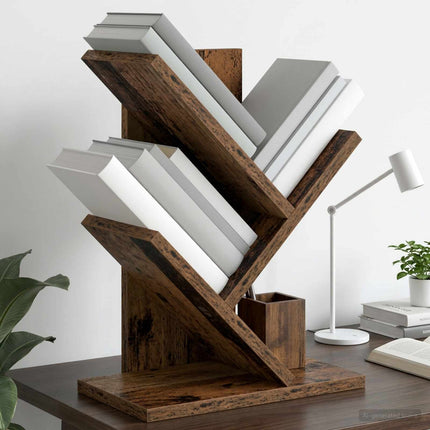 Trä Bokhylla 3-Tier 30 x 18 x 40 cm Konstruerat trä Gammalt trä