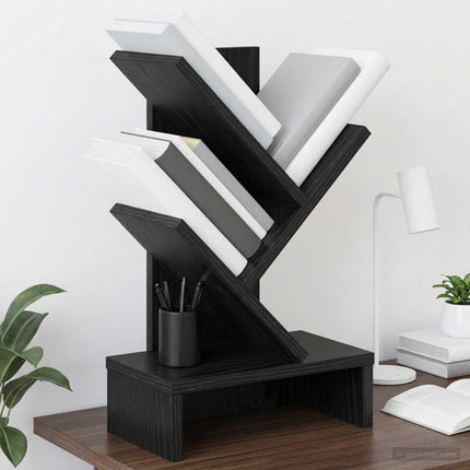 Trä Bokhylla 3-Tier 30 x 18 x 48 cm Konstruerat trä Svart ek