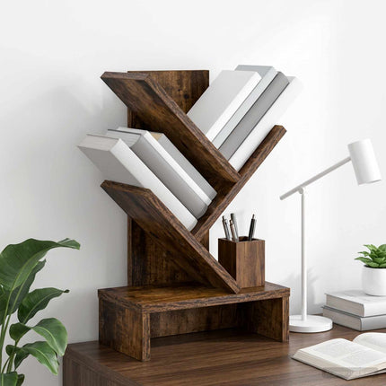 Trä Bokhylla 3-Tier 30 x 18 x 48 cm Konstruerat trä Rökt ek
