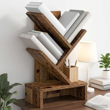 Trä Bokhylla 3-Tier 30 x 18 x 48 cm Konstruerat trä Gammalt trä