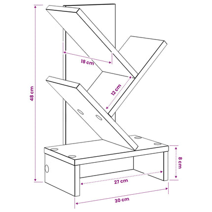 Trä Bokhylla 3-Tier 30 x 18 x 48 cm Konstruerat trä Gammalt trä