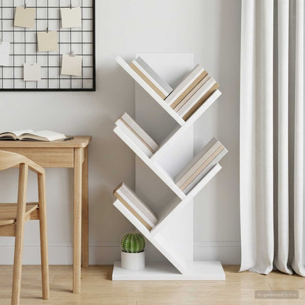 Trä Bokhylla 4-Plan 30 x 18 x 60 cm Konstruerat trä Vit