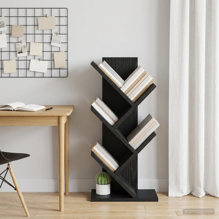 Trä Bokhylla 4-Plan 30 x 18 x 60 cm Konstruerat trä Svart ek