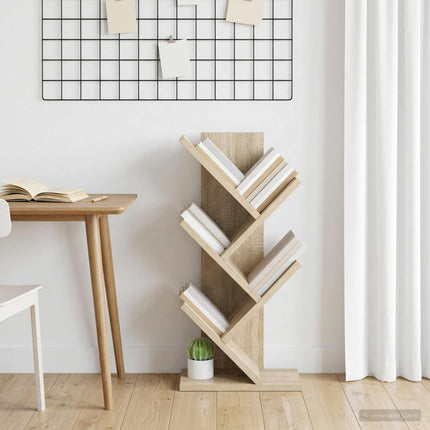 Trä Bokhylla 4-Plan 30 x 18 x 60 cm Konstruerat trä Sonoma-ek