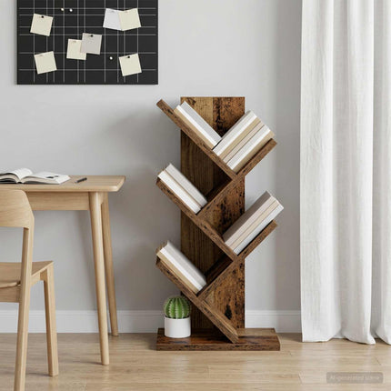 Trä Bokhylla 4-Tier 30 x 18 x 60 cm Konstruerat trä Gammalt trä