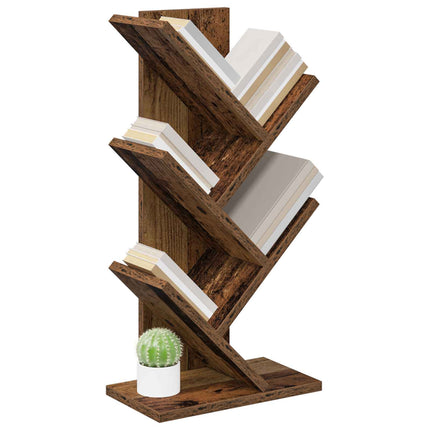 Trä Bokhylla 4-Tier 30 x 18 x 60 cm Konstruerat trä Gammalt trä