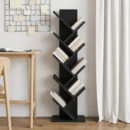 Trä Bokhylla 6-Plan 30 x 18 x 100 cm Konstruerat trä Svart ek