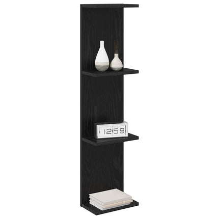 Vägg hylla 2 pcs Svart ek 25 x 15 x 100 cm Konstruerat trä