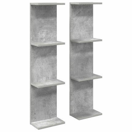Vägg hylla 2 pcs Betonggrå 25 x 15 x 100 cm Konstruerat trä