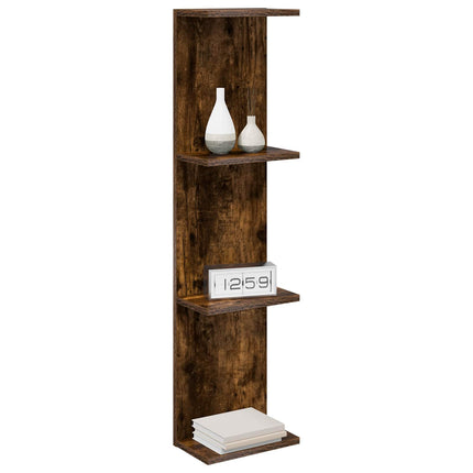 Vägg hylla 2 pcs Rökt ek 25 x 15 x 100 cm Konstruerat trä