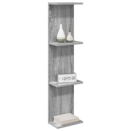 Vägg hylla 2 pcs Grå Sonoma 25 x 15 x 100 cm Konstruerat trä