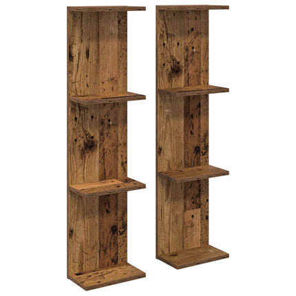 Vägg hylla 2 pcs Gammalt trä 25 x 15 x 100 cm Konstruerat trä