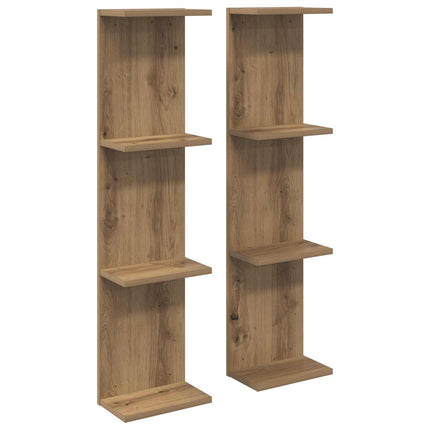 Vägg hylla 2 pcs Artisan-ek 25 x 15 x 100 cm Konstruerat trä