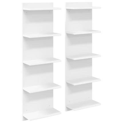 Vägg hylla 2 pcs Vit 30 x 15 x 100 cm Konstruerat trä