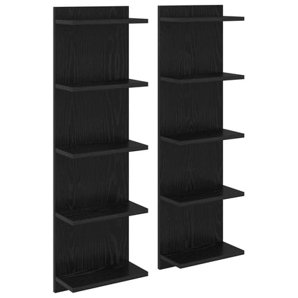 Vägg hylla 2 pcs Svart ek 30 x 15 x 100 cm Konstruerat trä