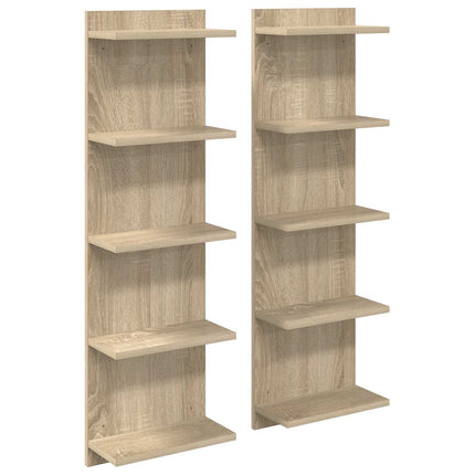 Vägg hylla 2 pcs Sonoma-ek 30 x 15 x 100 cm Konstruerat trä