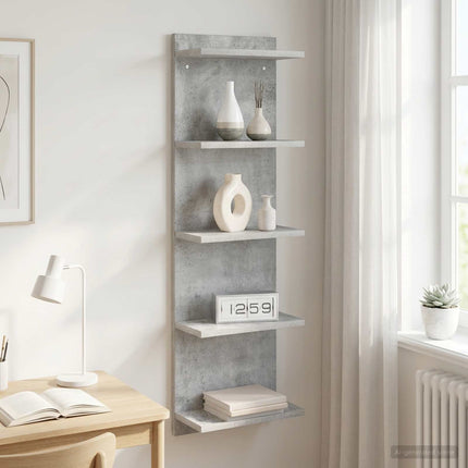 Vägg hylla Betonggrå 30 x 15 x 100 cm Konstruerat trä