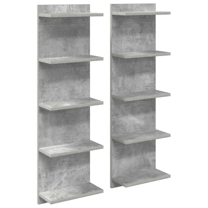 Vägg hylla 2 pcs Betonggrå 30 x 15 x 100 cm Konstruerat trä