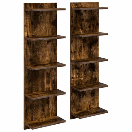 Vägg hylla 2 pcs Rökt ek 30 x 15 x 100 cm Konstruerat trä
