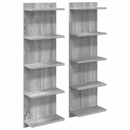Vägg hylla 2 pcs Grå Sonoma 30 x 15 x 100 cm Konstruerat trä
