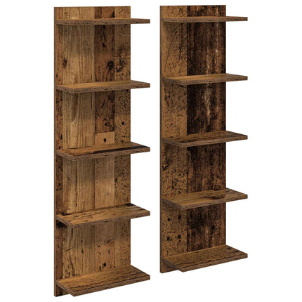 Vägg hylla 2 pcs Gammalt trä 30 x 15 x 100 cm Konstruerat trä