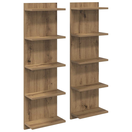 Vägg hylla 2 pcs Artisan-ek 30 x 15 x 100 cm Konstruerat trä