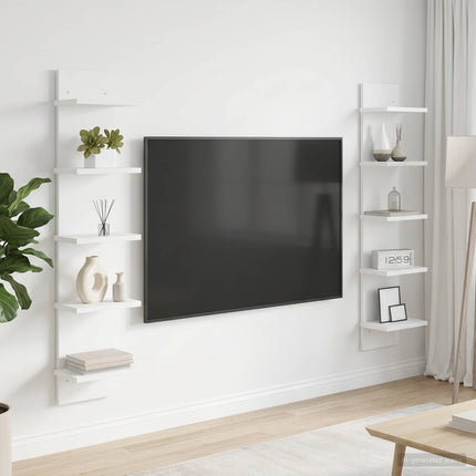 Vägg hylla 2 pcs Vit 22 x 15 x 100 cm Konstruerat trä
