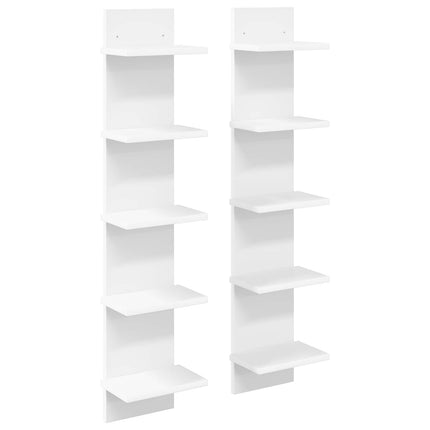 Vägg hylla 2 pcs Vit 22 x 15 x 100 cm Konstruerat trä