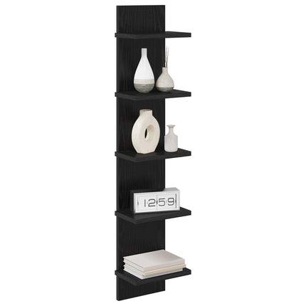Vägg hylla 2 pcs Svart ek 22 x 15 x 100 cm Konstruerat trä