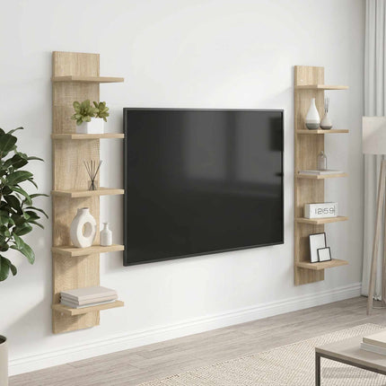 Vägg hylla 2 pcs Sonoma-ek 22 x 15 x 100 cm Konstruerat trä