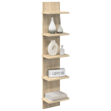 Vägg hylla 2 pcs Sonoma-ek 22 x 15 x 100 cm Konstruerat trä