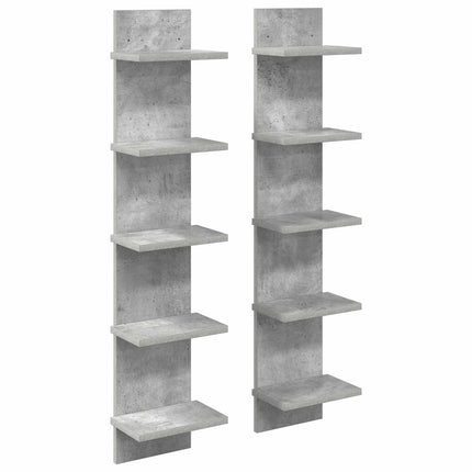 Vägg hylla 2 pcs Betonggrå 22 x 15 x 100 cm Konstruerat trä