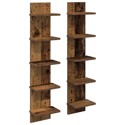 Vägg hylla 2 pcs Gammalt trä 22 x 15 x 100 cm Konstruerat trä